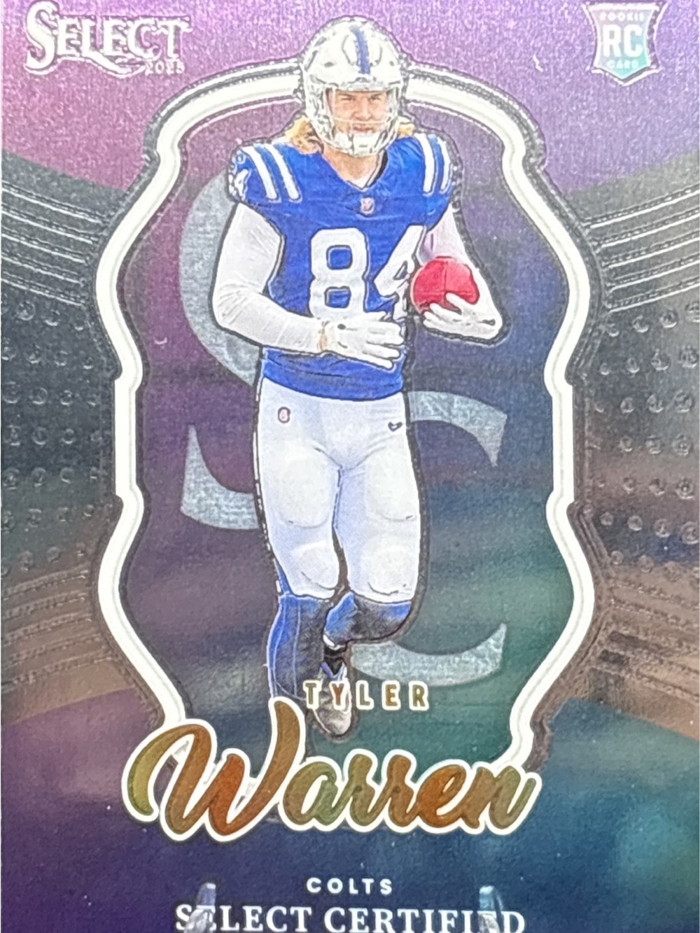 Panini Select Tyler Warren Certified Rookie Football Card